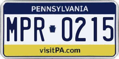 PA license plate MPR0215
