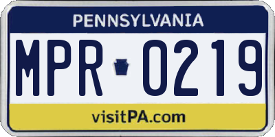 PA license plate MPR0219