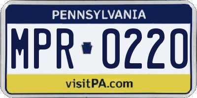 PA license plate MPR0220
