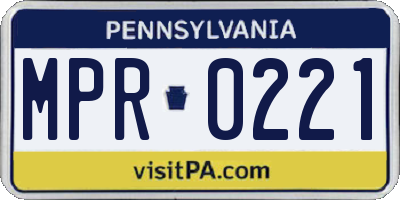 PA license plate MPR0221