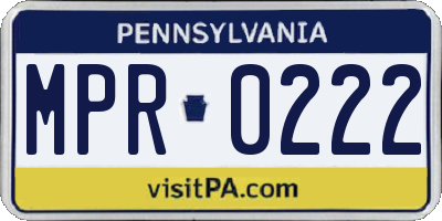 PA license plate MPR0222