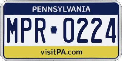 PA license plate MPR0224