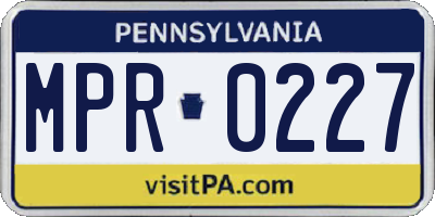 PA license plate MPR0227