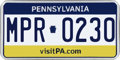 PA license plate MPR0230