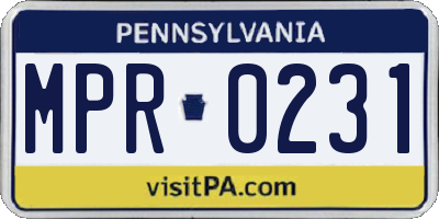 PA license plate MPR0231