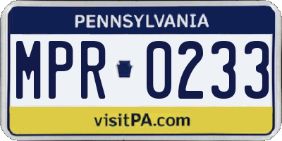 PA license plate MPR0233