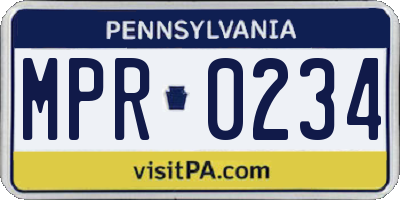 PA license plate MPR0234
