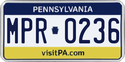 PA license plate MPR0236