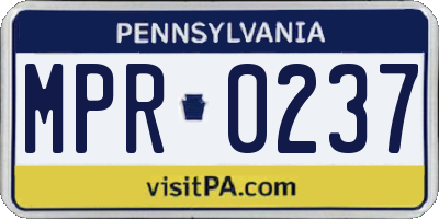 PA license plate MPR0237