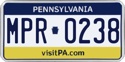 PA license plate MPR0238