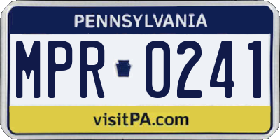 PA license plate MPR0241