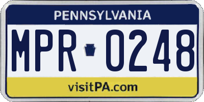 PA license plate MPR0248