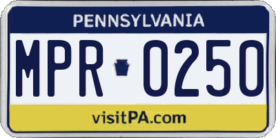 PA license plate MPR0250