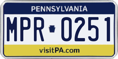 PA license plate MPR0251