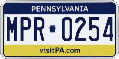 PA license plate MPR0254