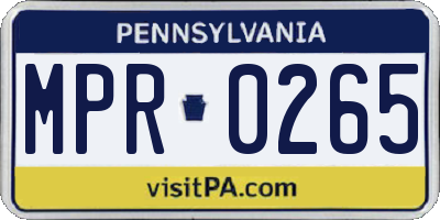 PA license plate MPR0265