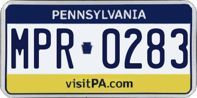 PA license plate MPR0283