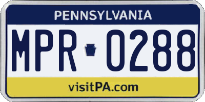 PA license plate MPR0288