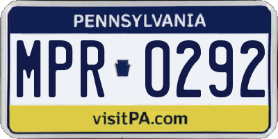 PA license plate MPR0292