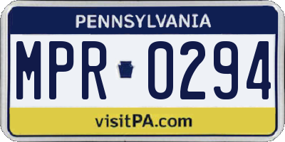 PA license plate MPR0294