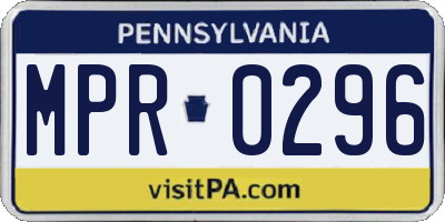 PA license plate MPR0296