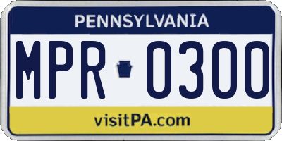 PA license plate MPR0300