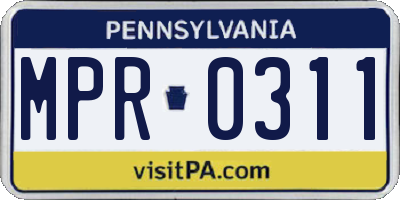 PA license plate MPR0311