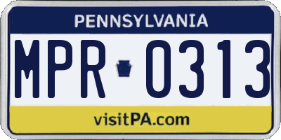 PA license plate MPR0313