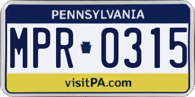 PA license plate MPR0315