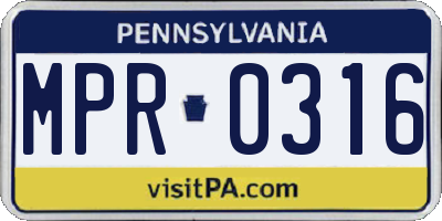 PA license plate MPR0316