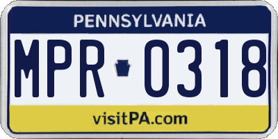 PA license plate MPR0318