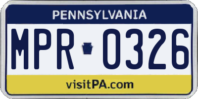 PA license plate MPR0326