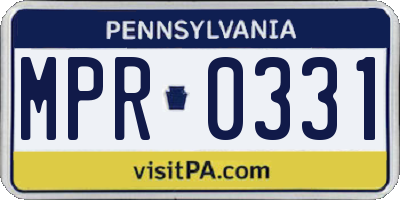 PA license plate MPR0331