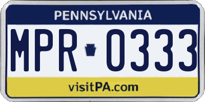 PA license plate MPR0333