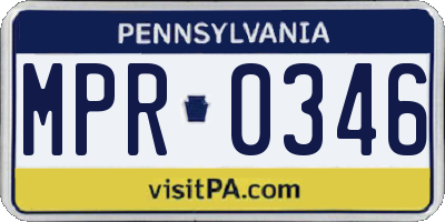 PA license plate MPR0346