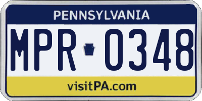 PA license plate MPR0348
