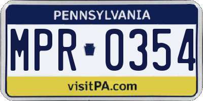 PA license plate MPR0354