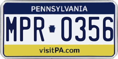 PA license plate MPR0356