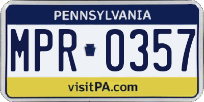 PA license plate MPR0357