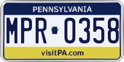 PA license plate MPR0358