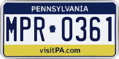 PA license plate MPR0361