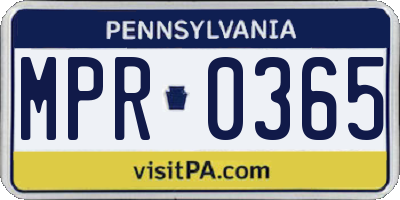 PA license plate MPR0365