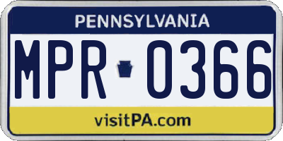 PA license plate MPR0366
