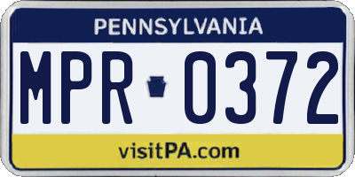 PA license plate MPR0372