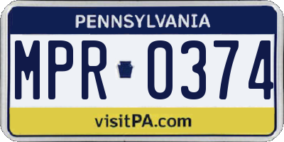 PA license plate MPR0374