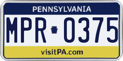 PA license plate MPR0375