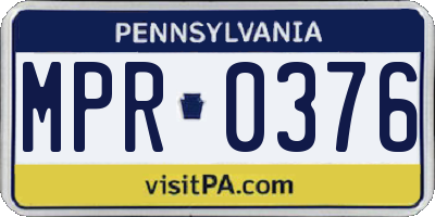 PA license plate MPR0376