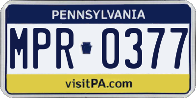 PA license plate MPR0377