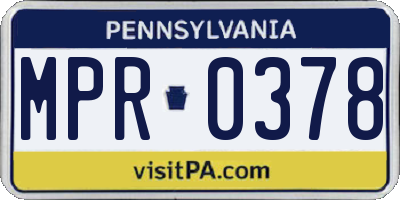 PA license plate MPR0378