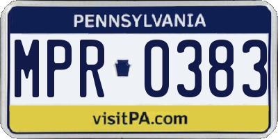 PA license plate MPR0383